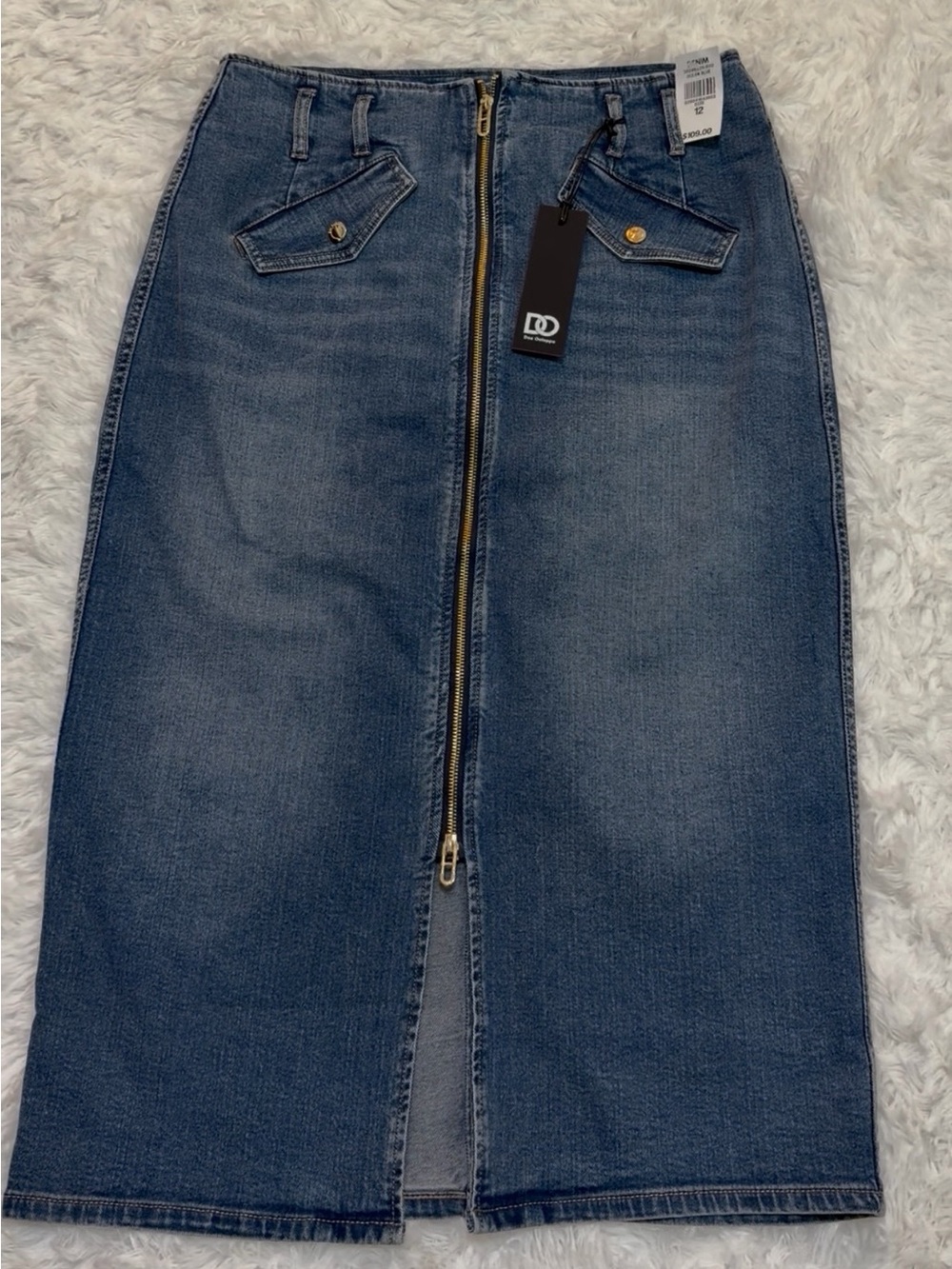 Women’s Front-Zip High Waist Denim Maxi/Midi Skirt - Blue Size 12 - Picture 2 of 5